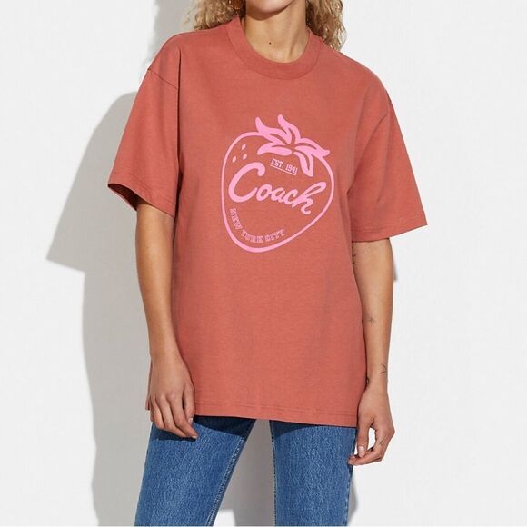 NWT Coach Strawberry Skater T Shirt In Organic Cotton size XL - Picture 2 of 11